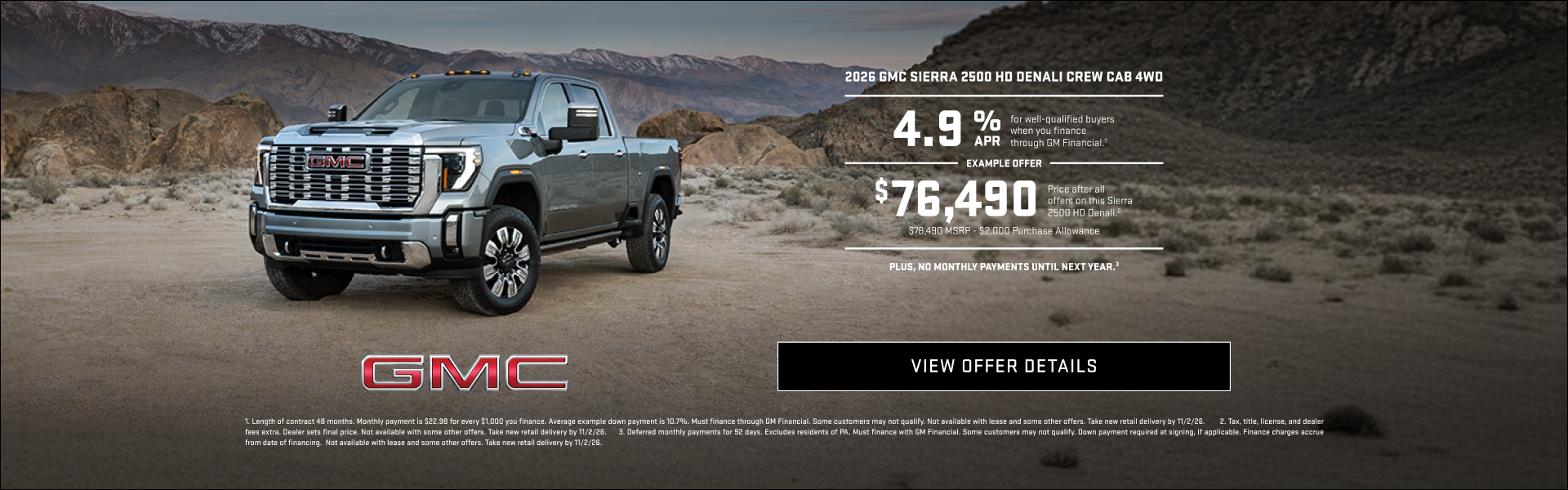 4.9% APR for well-qualified buyers when you finance through GM Financial.1

Plus,
Example offer:
...