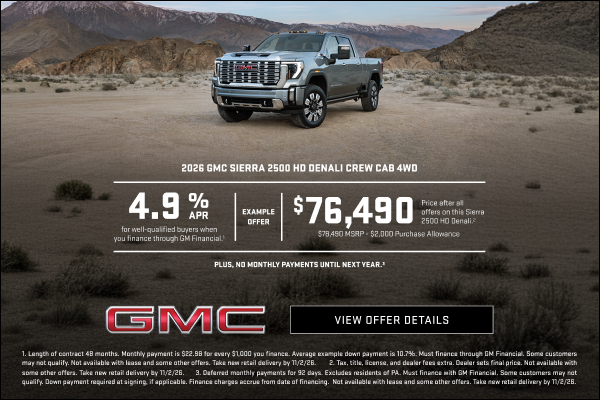 4.9% APR for well-qualified buyers when you finance through GM Financial.1

Plus,
Example offer:
...